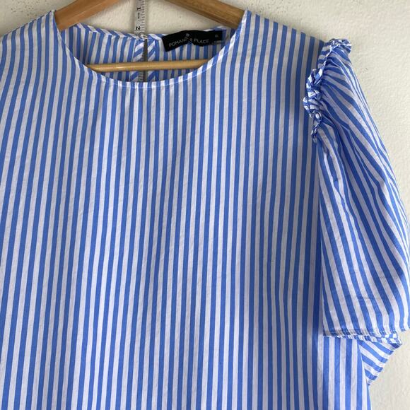 Tuckernuck Pomander Place Striped Mollie Top Blue White XL - Picture 9 of 13